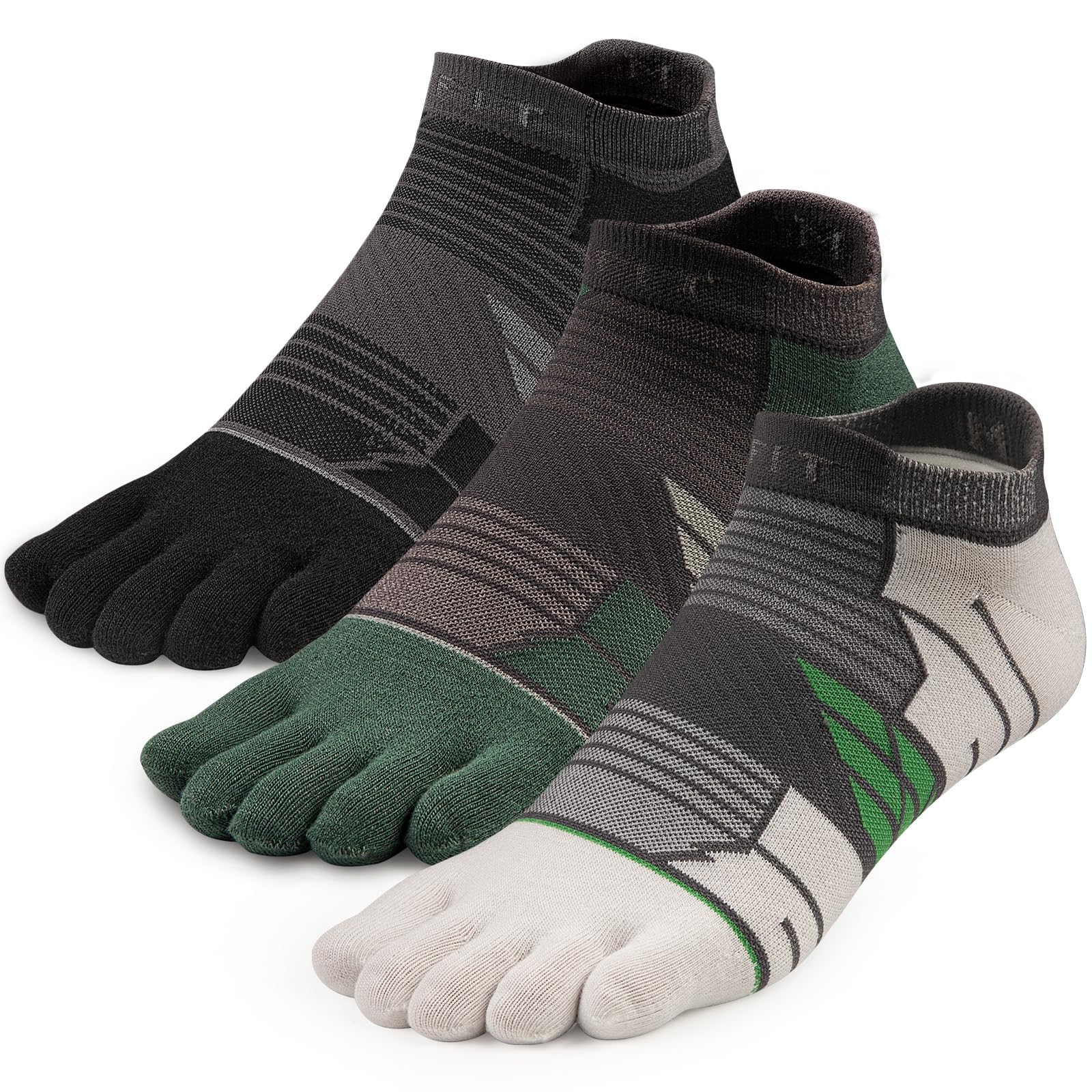 Kfit Toe Socks for Men Women COOLMAX Athletic Running Five Finger Socks Ankle Compression Breathable Lightweight 3 Pair