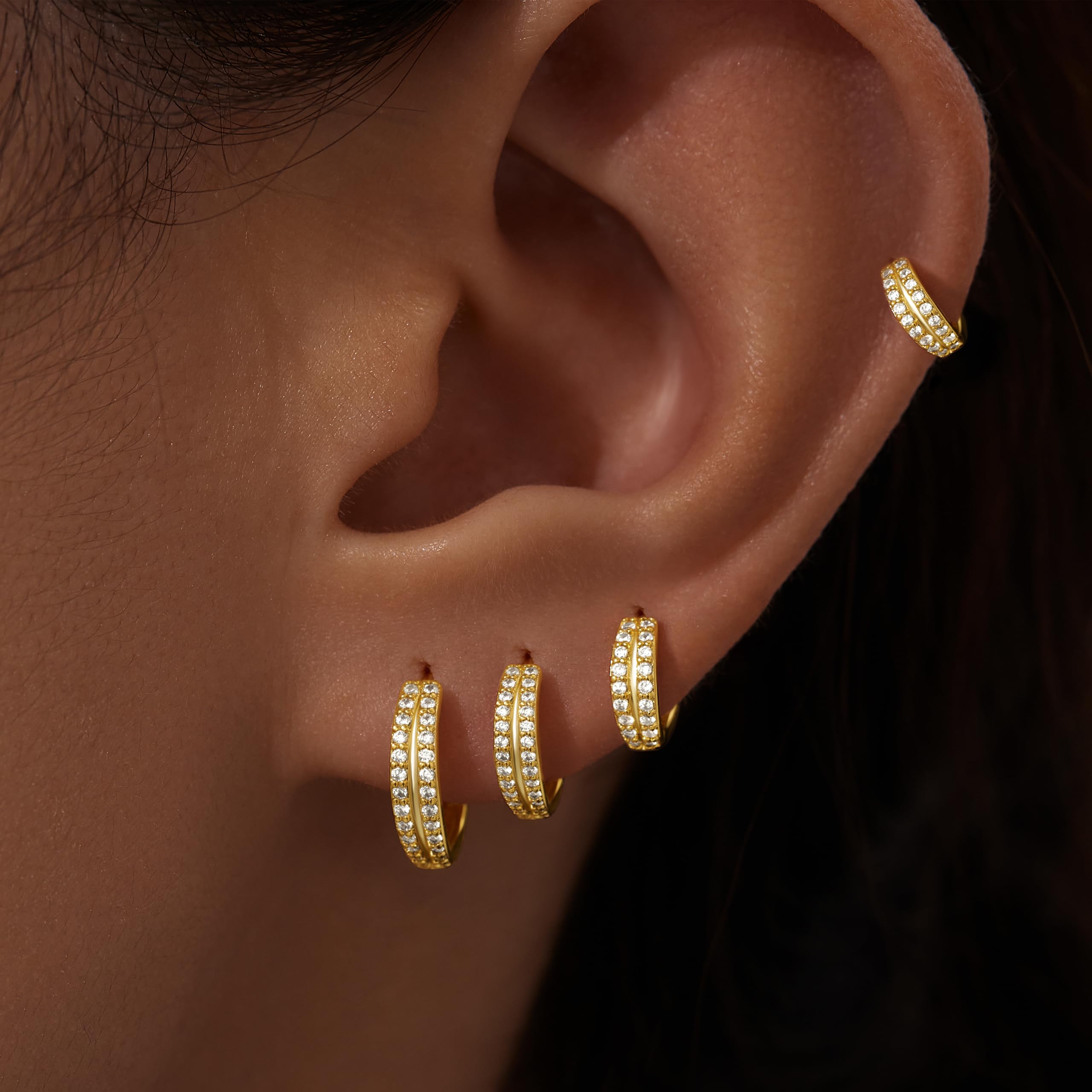 Snapklik.com : Gold Double Hoop Earrings For Women,Huggie Small Stack ...
