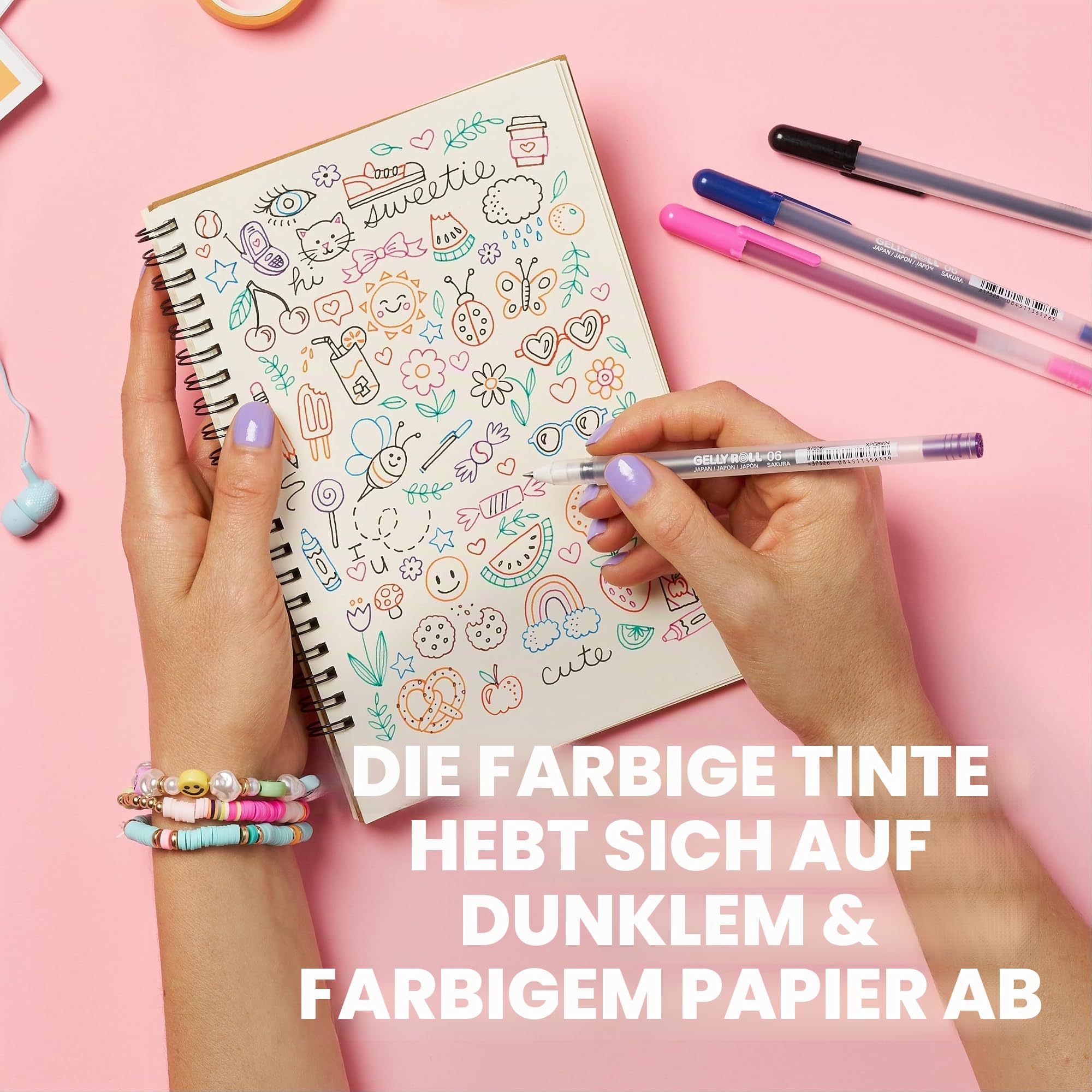 SAKURA Gelly Roll-Gelstifte, Geschenkset, Tintenstift-Set, Kunst- und DIY-Projekte, verschiedene Punktgrößen, sortierte farbige Tinte mit Spezialeffekten, 74