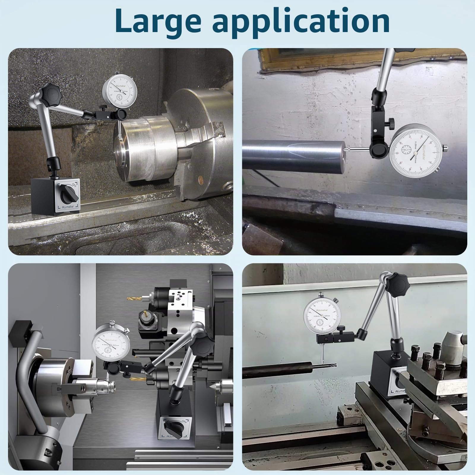 Comparateur mecanique 0-20 mm Avec Base magnétique Traction max 80kg Très flexible, Comparateur précision 0,01 mm, Ensemble d'indicateurs de cadran pour Calibration des plaques de surface