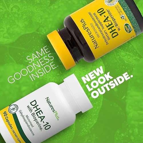 Miniatura 3 de Natures Plus DHEA 10 con Bioperine - 10 mg, 90 cápsulas vegetarianas - Sin gluten - 90 porciones