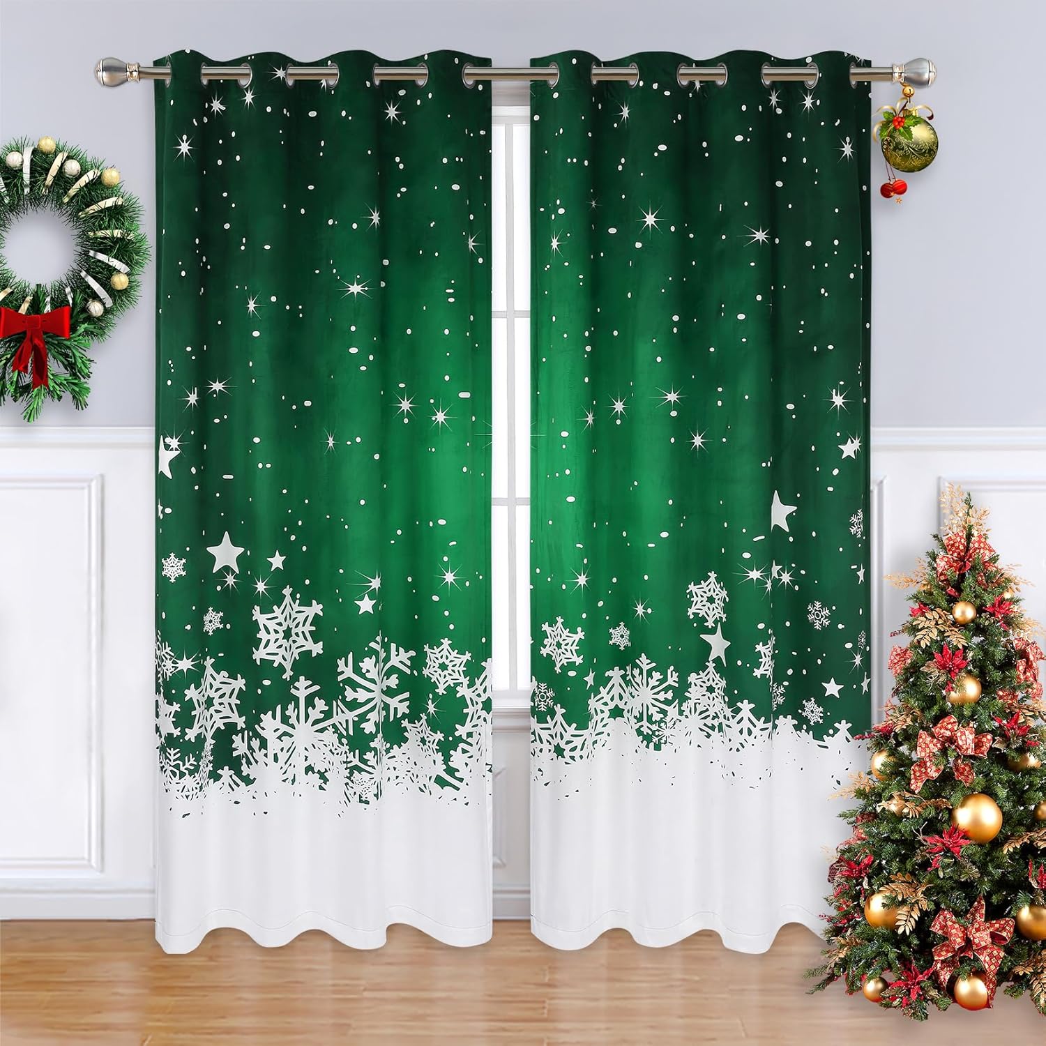 CAROMIO Christmas Curtains for Living Room 2 Panel Sets, Velvet Window
