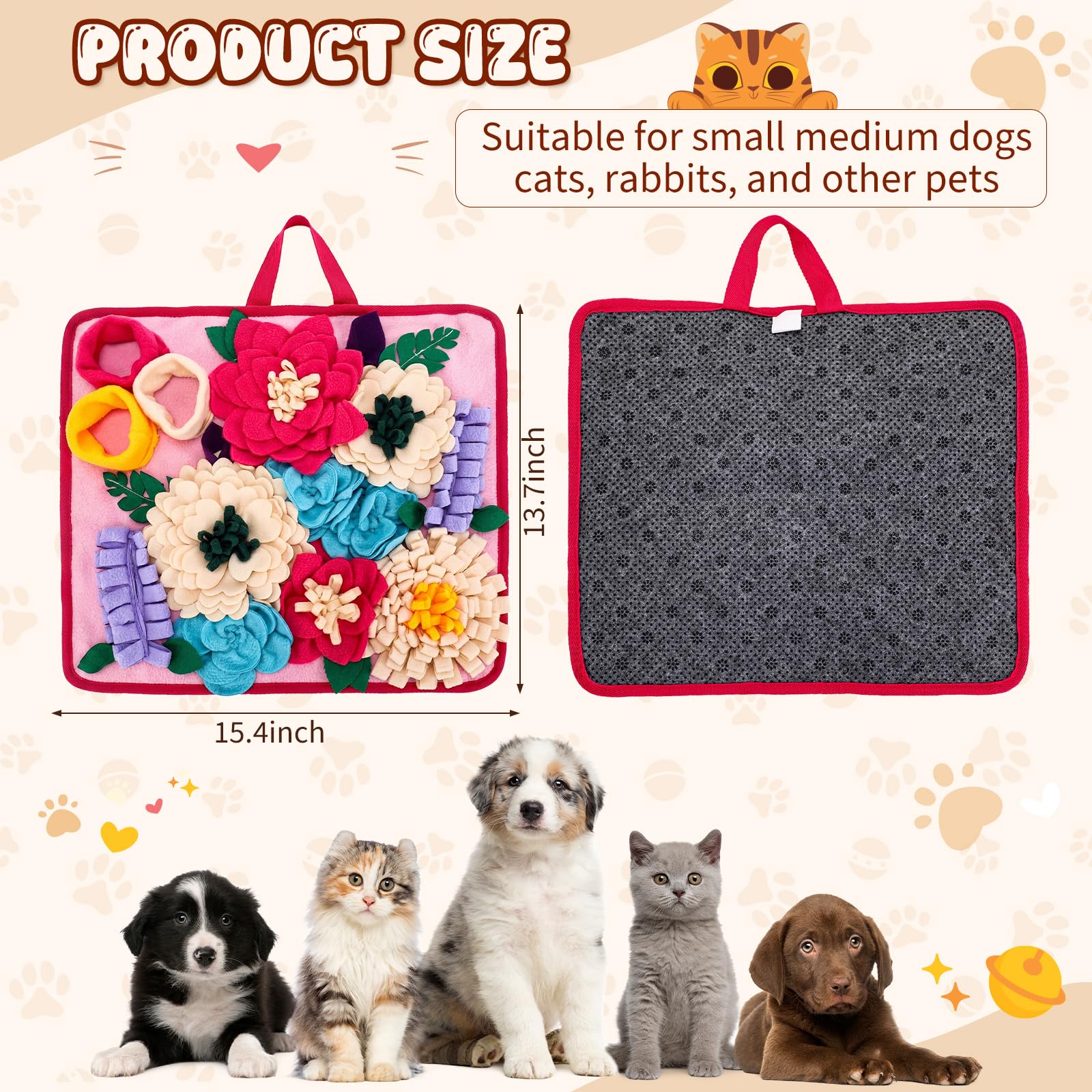 Yinkin Lot de 2 tapis à renifler pour chiens - Tapis d'alimentation lente pour chiens de petite et moyenne race - 39 x 39 cm - Jouet interactif pour chien - Encourage les compétences naturelles de