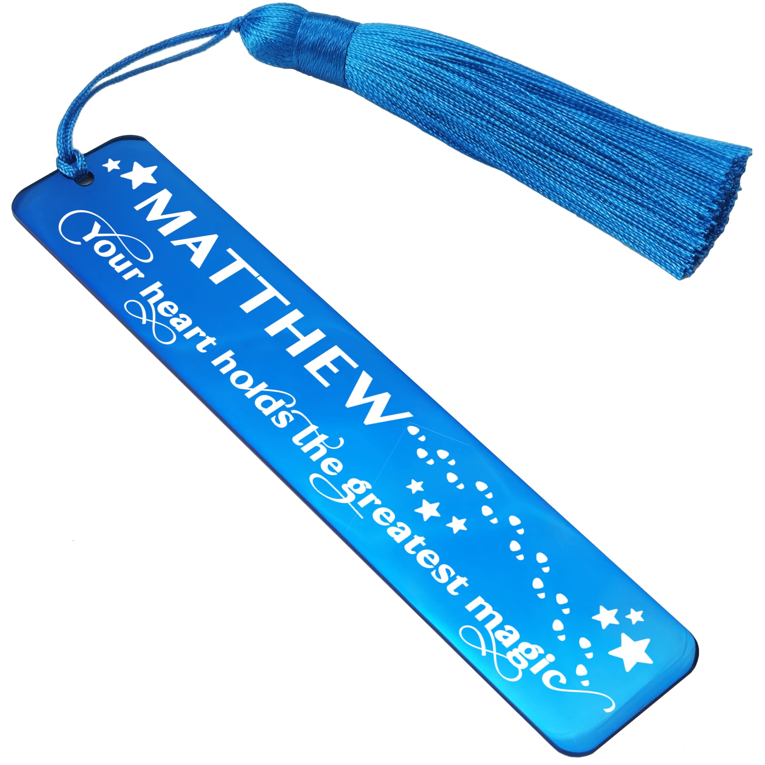 Personalised Stainless Steel Bookmark Wizarding World Inspired Magical Gift for Book Witches or Wizards Movie Fans (Design #3, Blue)