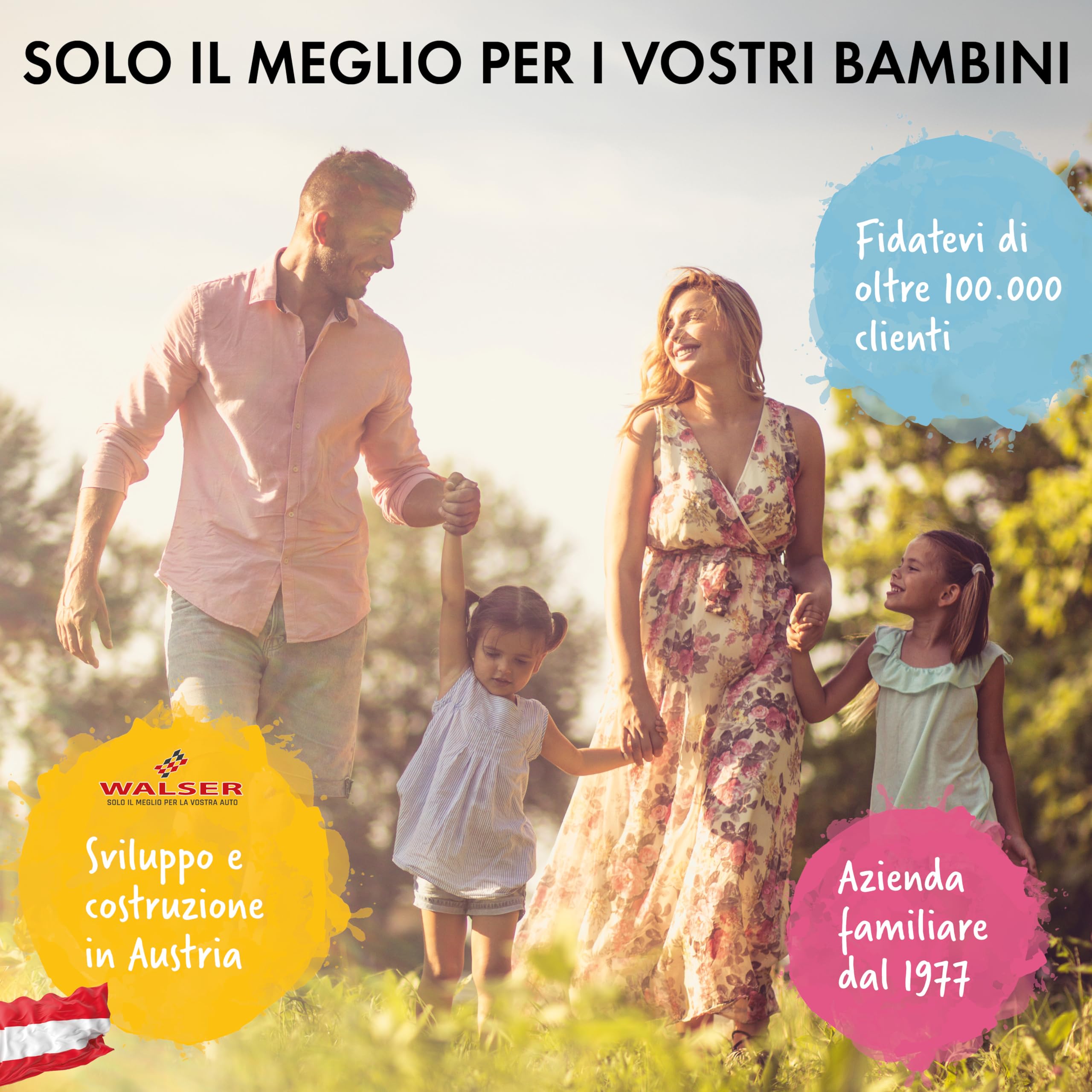 WALSER Premium seggiolino auto per bambini, seggiolino auto Andy 125-150 cm, sedile veicolo per bambini ultima norma 2024 ECE R 129 grigio