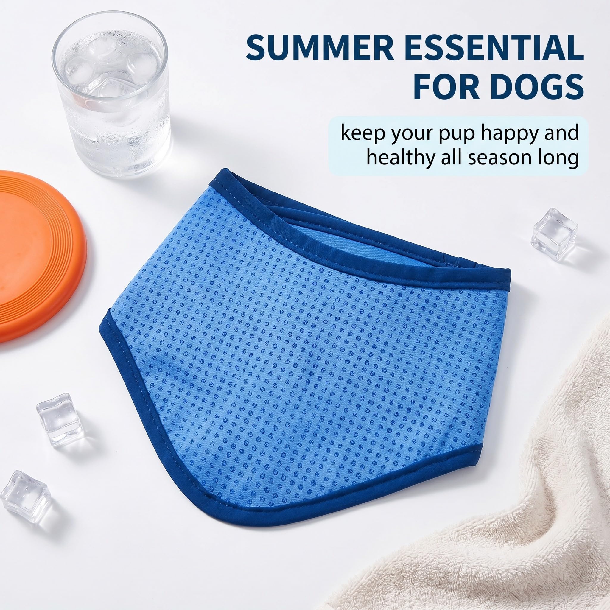 Collare rinfrescante per cane blu M, bandana fresca estiva 30-40 cm, accessorio riutilizzabile per passeggiate