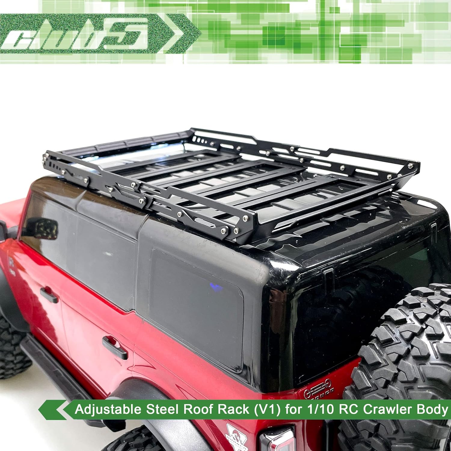 Club 5 Racing Compatible with/Replacement for Adjustable Steel Roof Rack w/Integrated LED Light Bar (V1) for TRX-4 2021 bronco C-TRX4-092