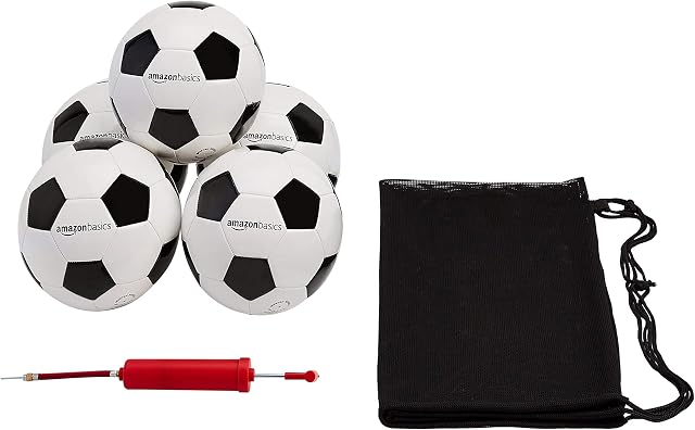 Amazon Basics TPU Football Ball, Size 5, Pack of 5