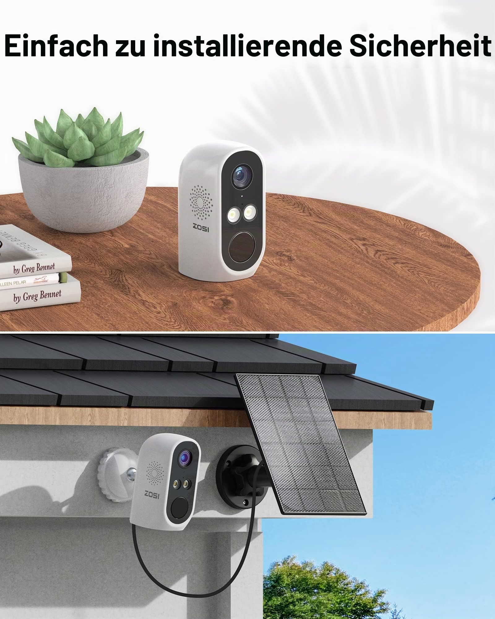 ZOSI Akku Überwachungskamera mit Solarpanel 3MP Kabellos IP Kamera Aussen