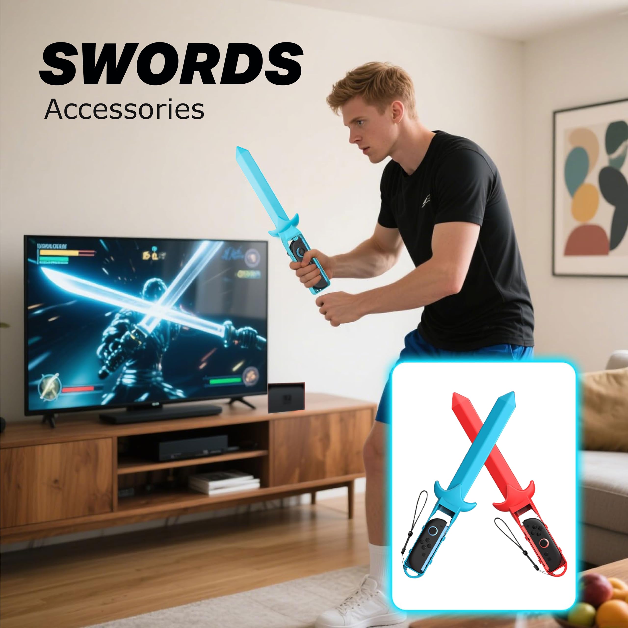 NiTHO Set Accessori Sport per Controller Compatibile con Switch 2, Bundle Giochi Sport con Volanti, Racchette, Spade e Pistole, Compatibile con Switch / OLED