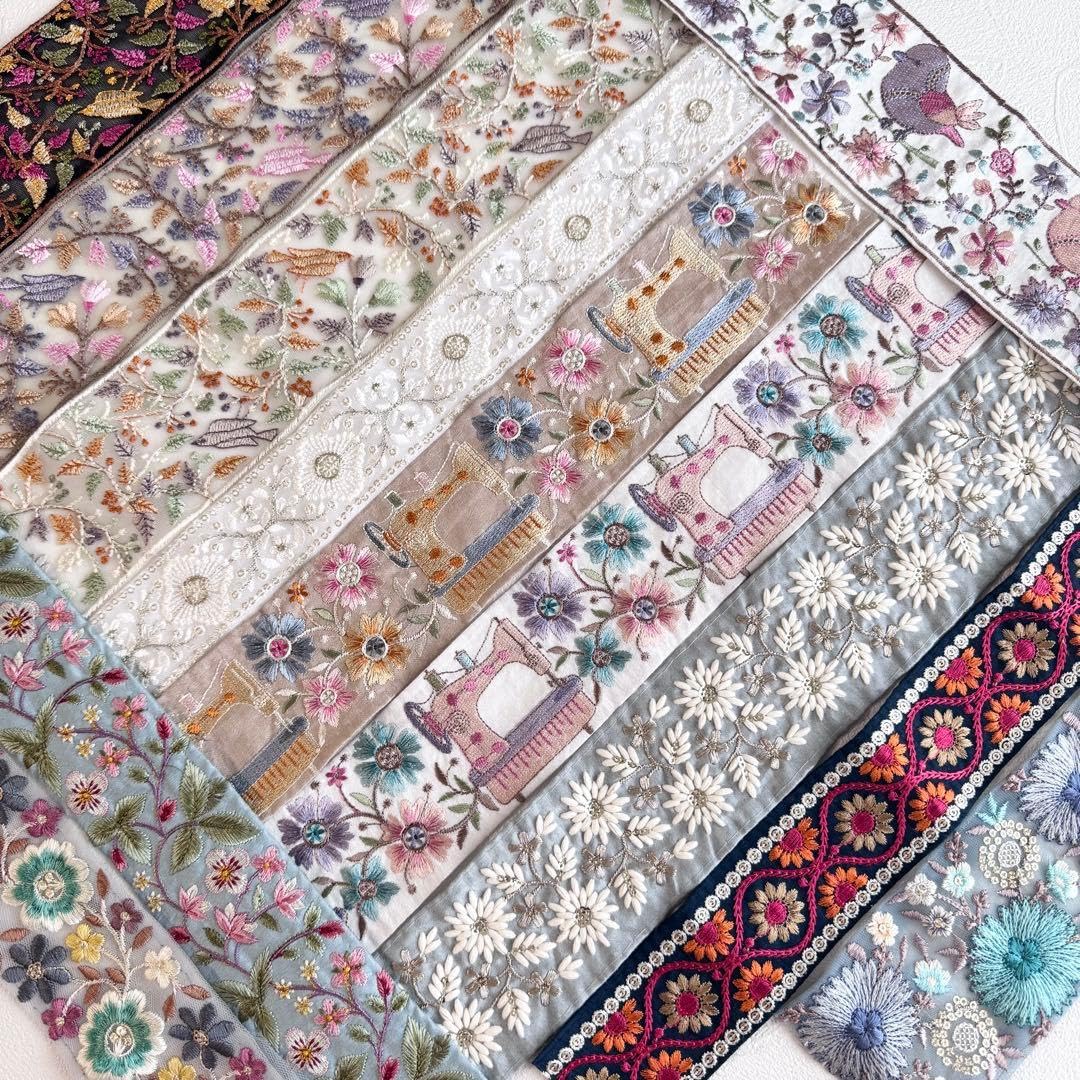 Amazon.co.jp: インド刺繍リボン 12種類 合計595cmセット : ホビー