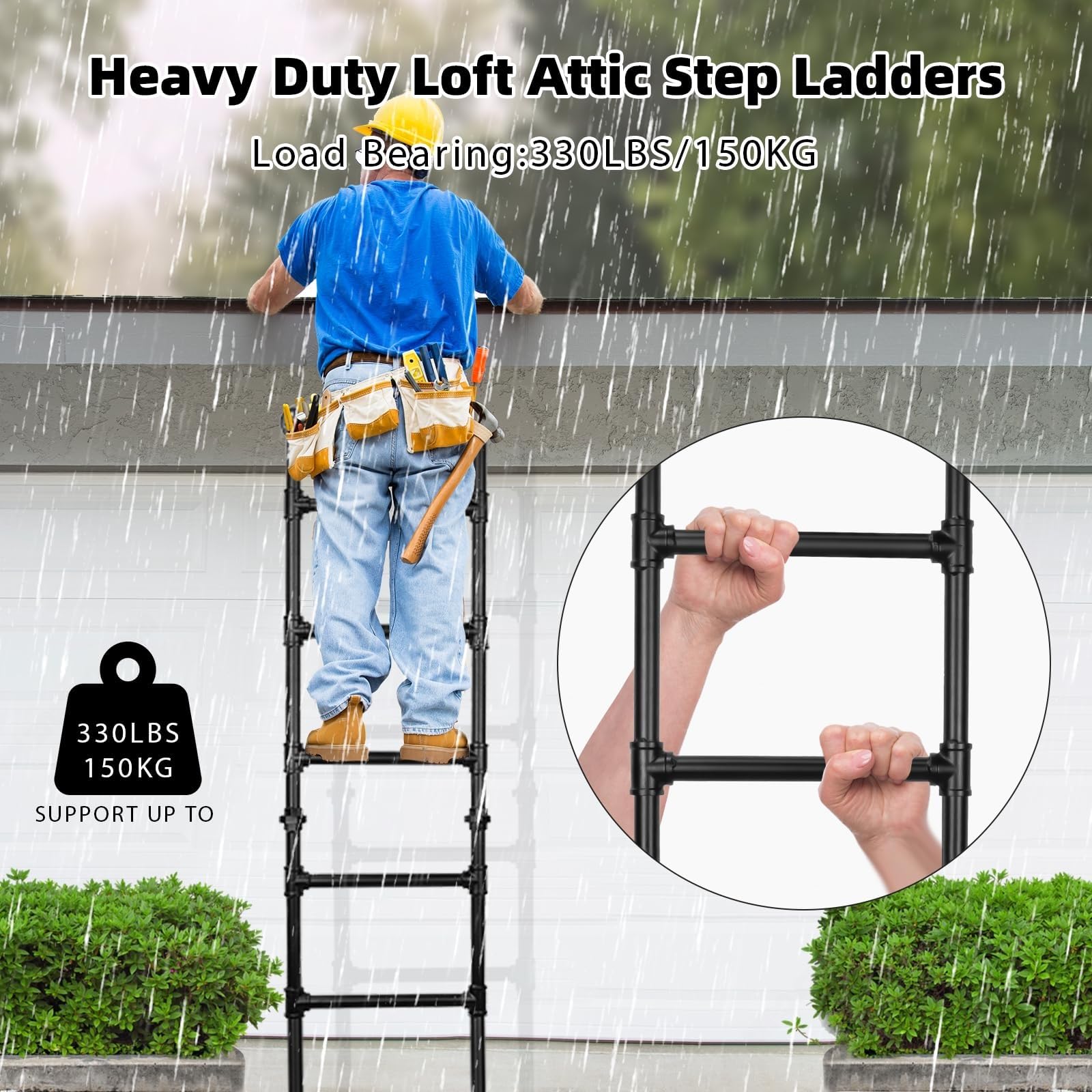 Escalera de acero resistente con alta capacidad de peso para loft, litera y salida de emergencia