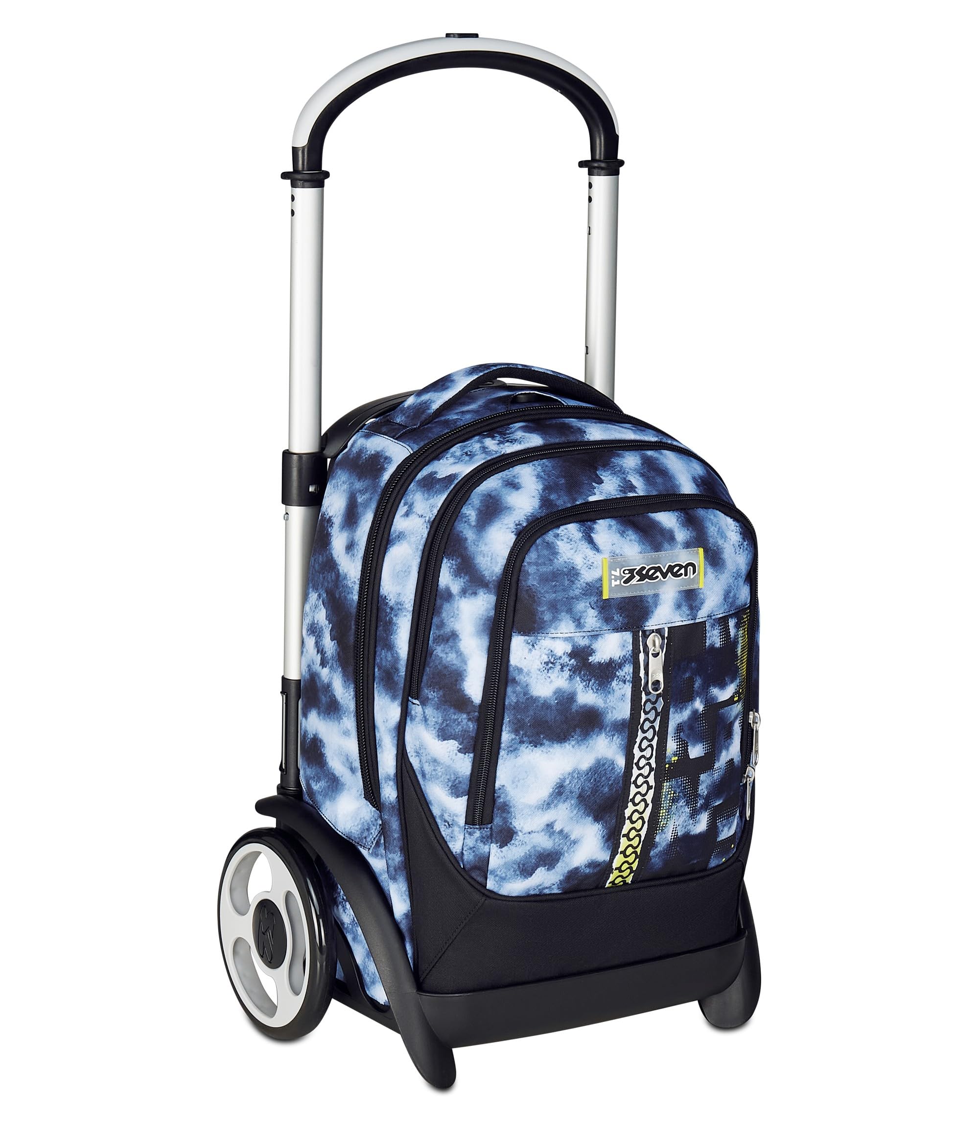 Seven Trolley Scuola Sganciabile Tyre, Grigio, Zaino Con Carrello Sganciabile Da 40 Litri Di Capacità, Maxi Ruote e Crossover System, Maneggevole e Resistente, Scuole Elementari e Medie, Bambin0