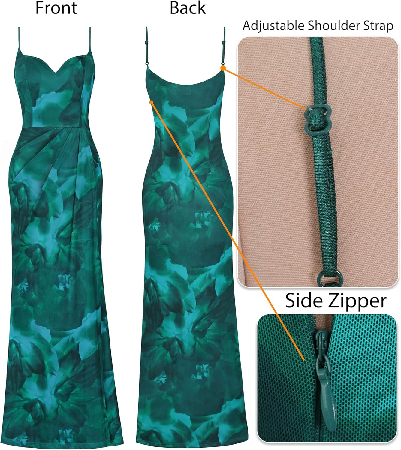 VFSHOW Womens Sexy Formal Ruched Fitted High Slit Bodycon Maxi Dress Spaghetti Strap Sweetheart Cocktail Prom Evening Gown - Image 5