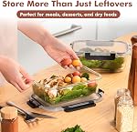 8 Cups/ 63 Oz 4 Piece (2 containers + 2 Lids) Large Glass Food Storage/Baking Containers w/Locking Lids Ideal for Storing food, vegetables/fruits BPA Free & Leak Proof Microwave, Oven Safe - Black
