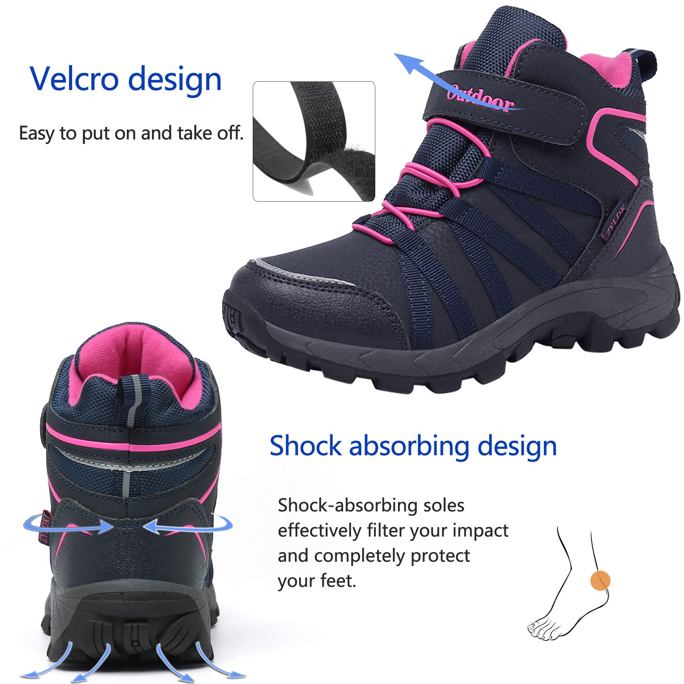 Winterstiefel Kinder Winterschuhe Wanderschuhe Schneestiefel Jungen Warmfutter Wasserdicht Baumwollschuhe Mädchen Trekking Snowboots Mit Klettverschluss