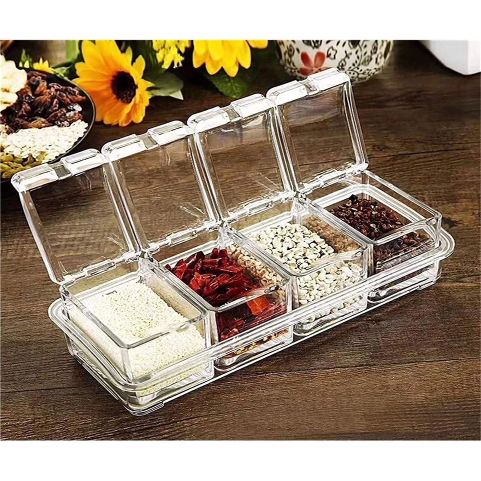 Boîte d'assaisonnement transparente, Pot à condiments, épices scellé, récipient, Gadget d'organisation de cuisine avec couvercle 1 pièce Pour Spice