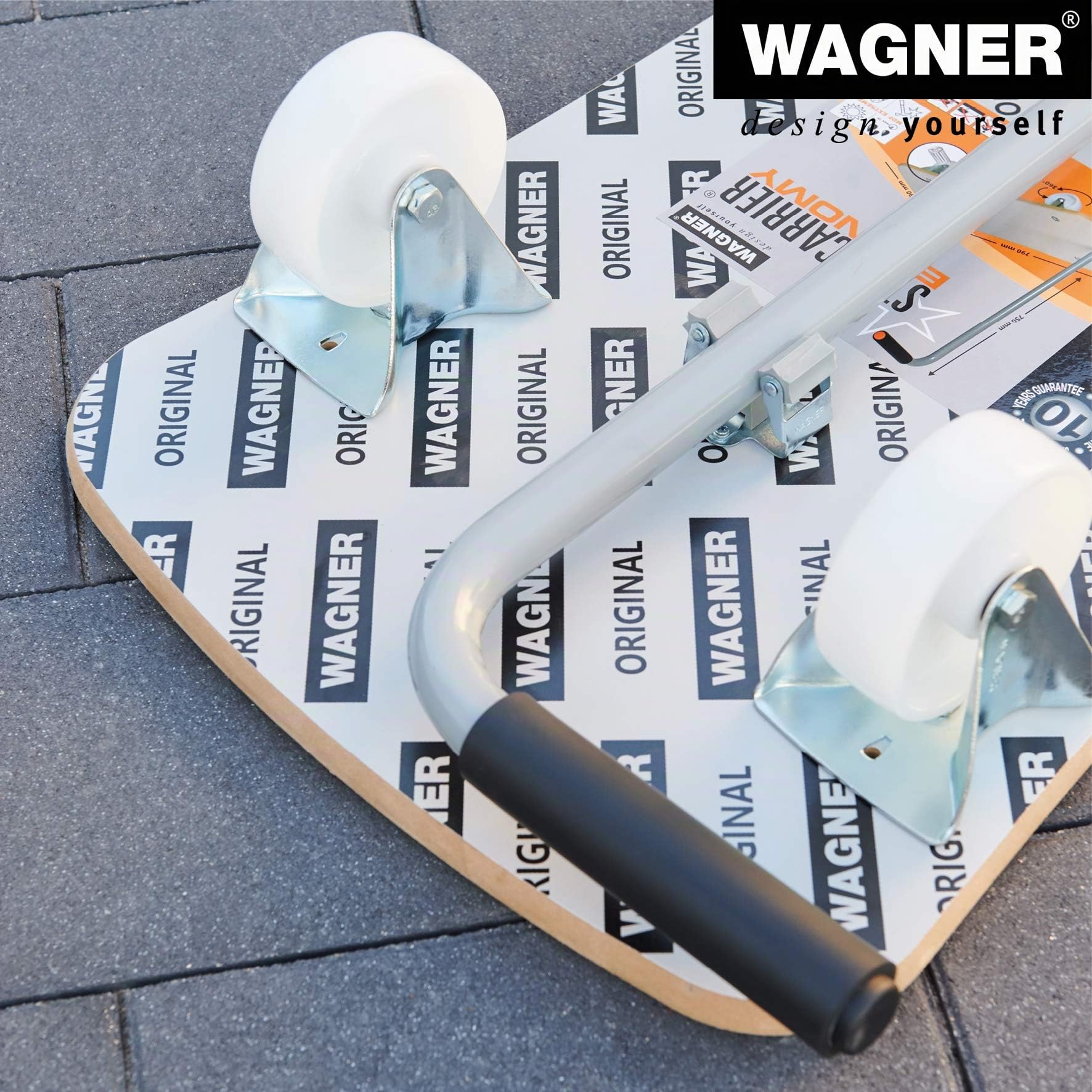 WAGNER Carrello da trasporto MM 1389 I 79 x 39 cm I timone pieghevole - ideale per carichi pesanti I cuscinetti antiscivolo I portata 200 kg I facile da pulire - 20138901