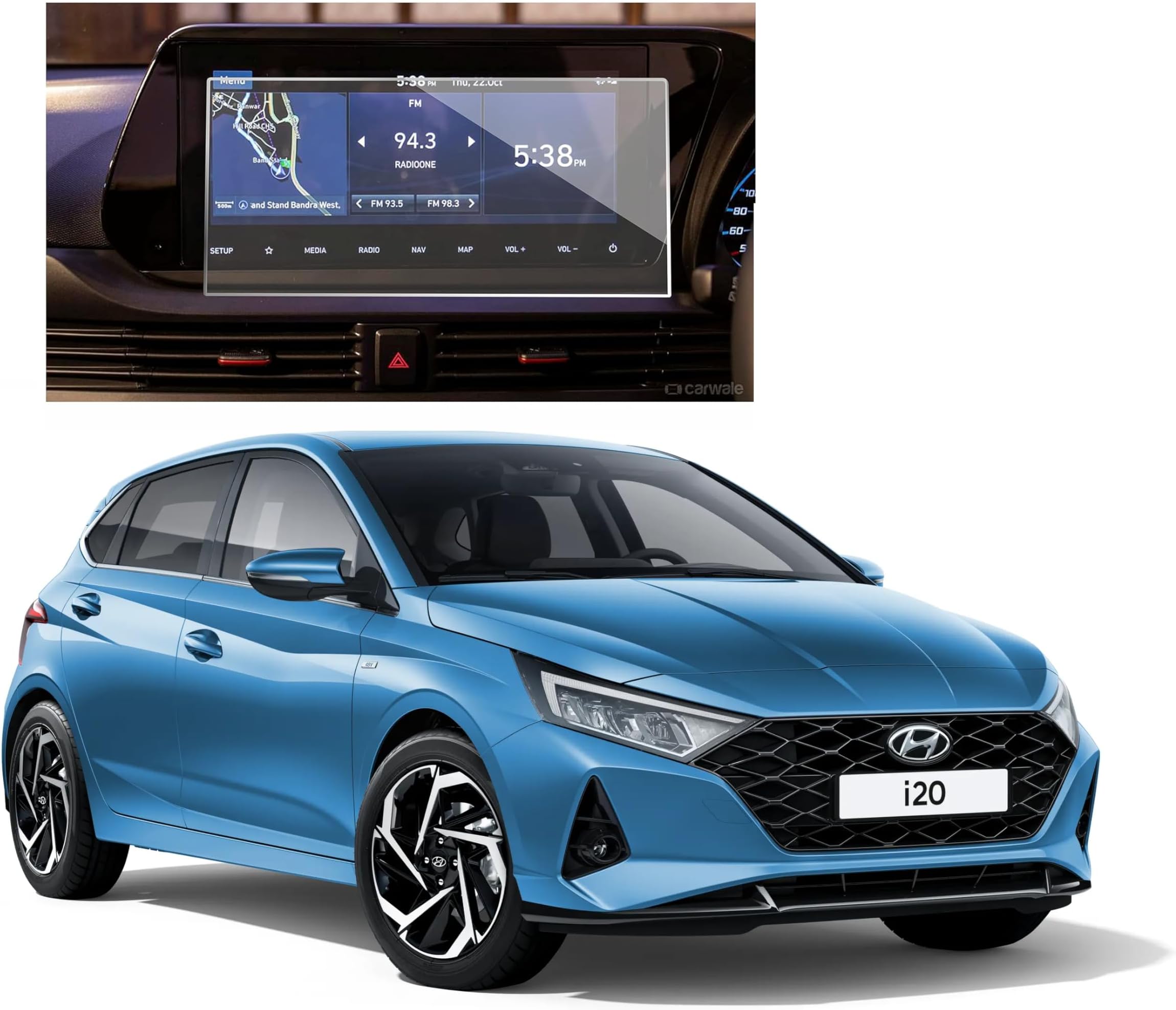 Safety Accessories :: Company Fitted :: Ultra Clear Glossy Finish Screen Guard for Hyundai i20 N Line N6 iMT (8 inch) GPS > Navigation System (Glossy :2)