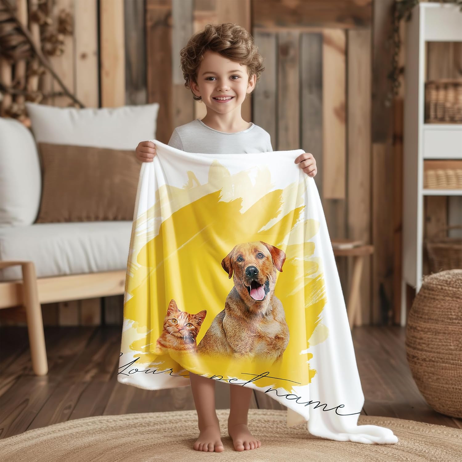 Custom Pet Blanket with Photo & Name - Premium Fleece, Soft Personalized Throw for Dogs & Cats (Multi 1)