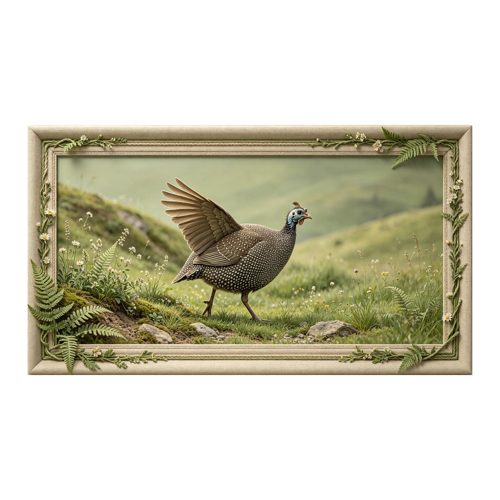 Murasolite 3D 3D Framed Wall Art 50cm×90cm Meadow Bird Landscape Realistic Oil Painting SelfAdhesive Fabric Mural Wall Decor, Peel and Stick No Damage to Wall for Bedroom Living Room