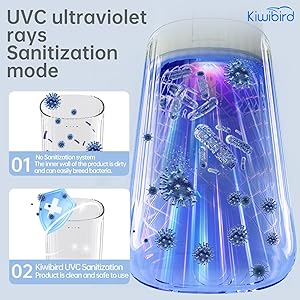 KIWIBIRD Mini Water Flosser for Travel, Ultra-Portable Cordless Oral Irrigator with UVC Light, IPX8 Waterproof 3 Modes, 230mL Teeth Cleaner for Tonsil Stones & Braces Care - Home & Travel (Grey)