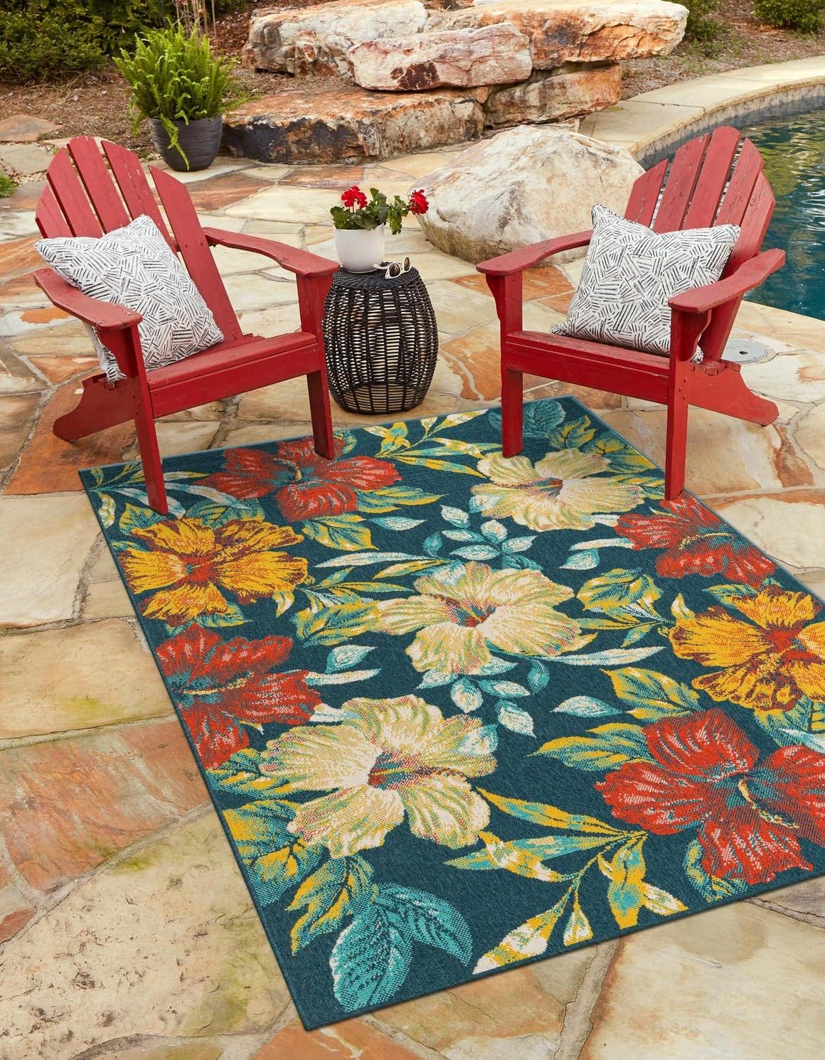 Unique Loom Outdoor Coastal Collection Area Rug - Cicek (4' 1" x 6' 1" Rectangle, Multi/ Light Brown)