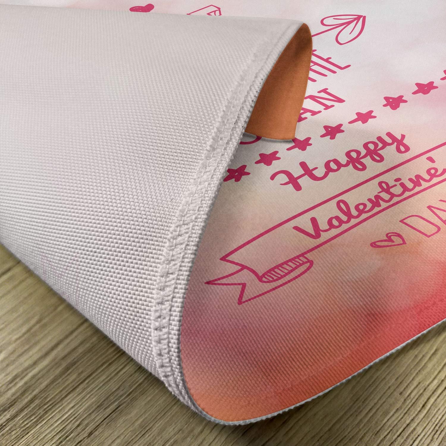 Ambesonne Valentines Day Place Mats Set of 4, Color My Love Deep as The Ocean Romantic Her Star Hearts Arrow, Washable Fabric Placemats for Dining Table, Standard Size, Pink Coral