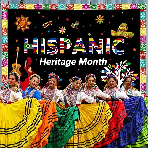 Miniatura 5 de Cartel extra grande del mes de la herencia hispana de 72 x 48 pulgadas, decoración de celebración de países hispanohablantes latinoamericanos,
