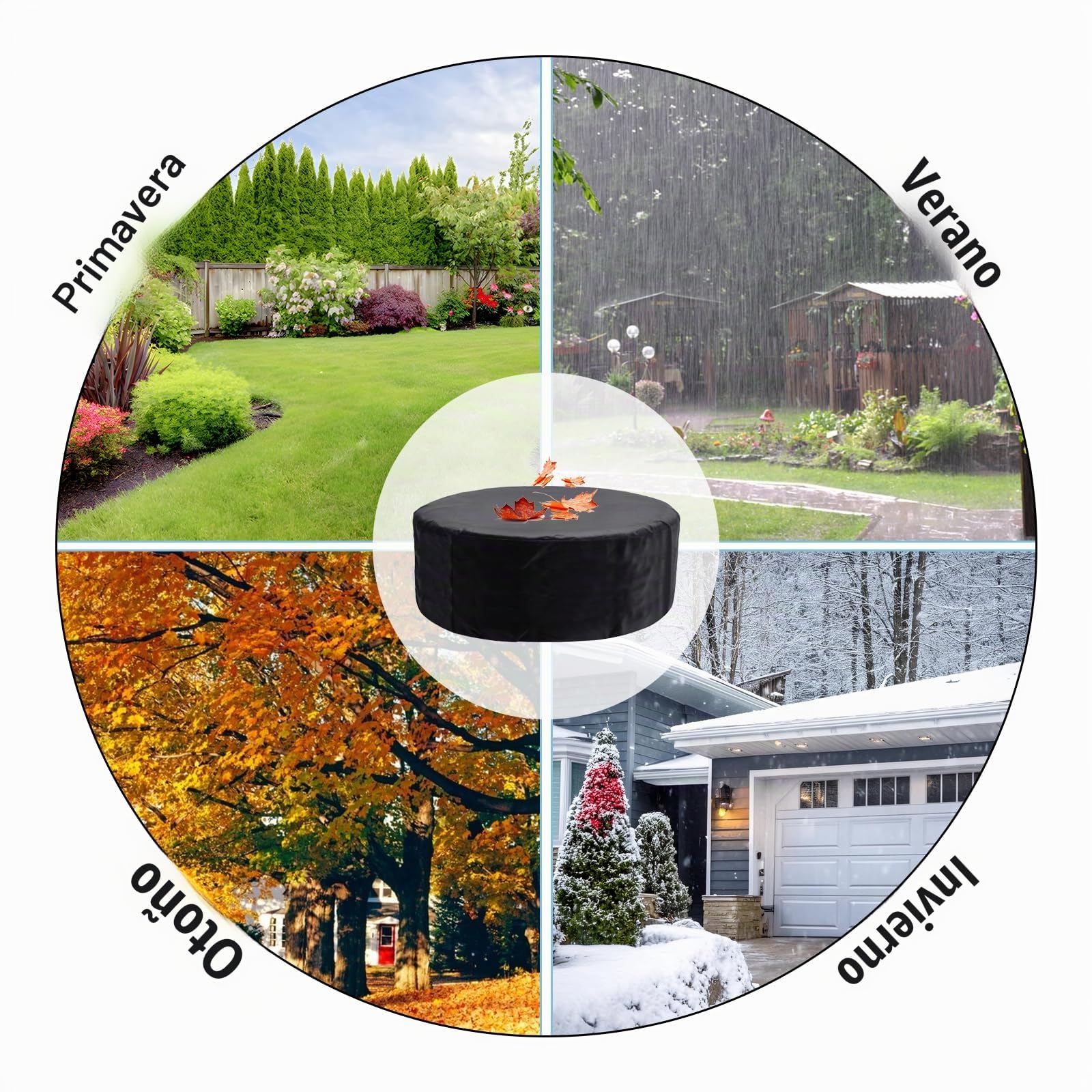 Cubierta redonda Whirlpool 190x70 CM-420D Osta UV e impermeable, cubierta completa para bañera de hidromasaje de 4 asientos al aire libre (portátil)