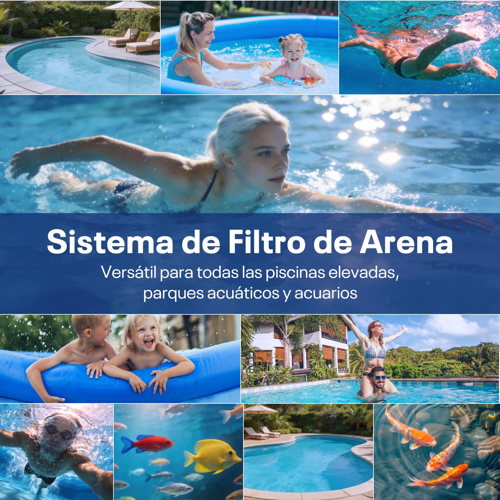 POOLPURE 1 Unidad Planta De Filtro De Arena 6 M³/H Incluye 700G Bolas Filtrantes | Válvula De 7 Vías Y Adaptador 2En1 Ø32Mm - 38Mm | Filtro De Piscina Con Manómetro | Recambio Para Planta De Filtro De