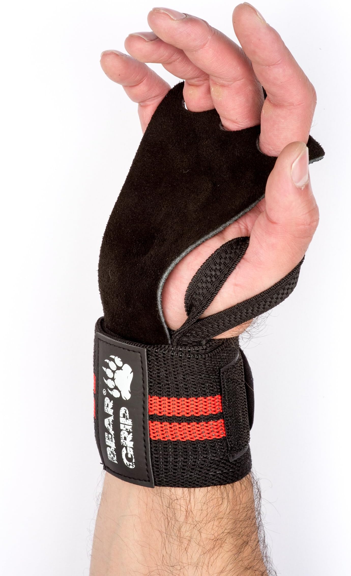 BEAR GRIP CROSSFIT Leather palm gloves protector wrist support wraps, Ideal for WOD Fitness, Weight lifting, Powerlifting, One Size Fits All Special Design