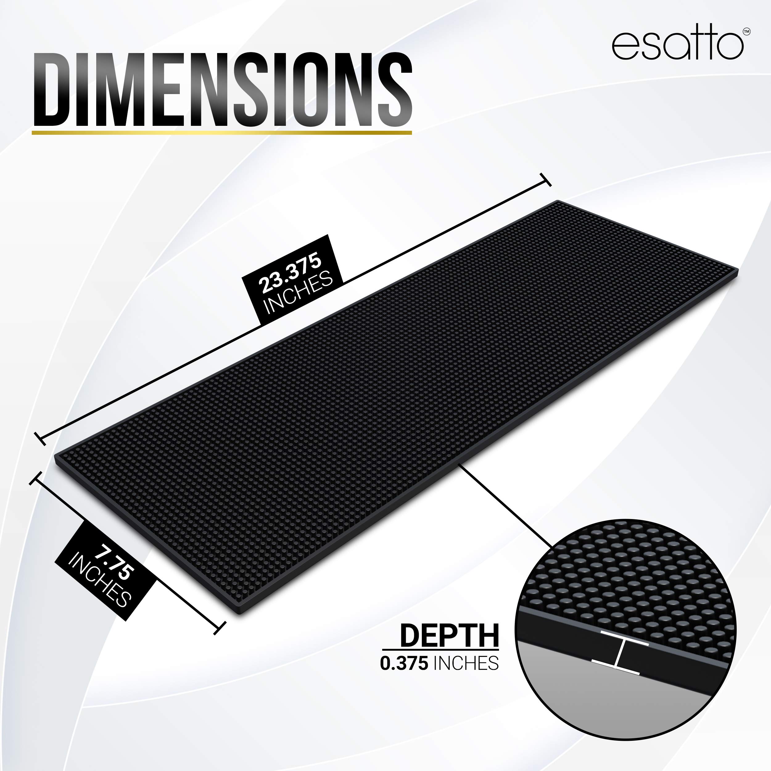 Esatto Alfombrilla profesional de doble ancho de 24 x 8 pulgadas para bar de derrames profesional para barman, antideslizante, negro, para bar, café, bebidas, mezclador, para bares, hogar, cocina,