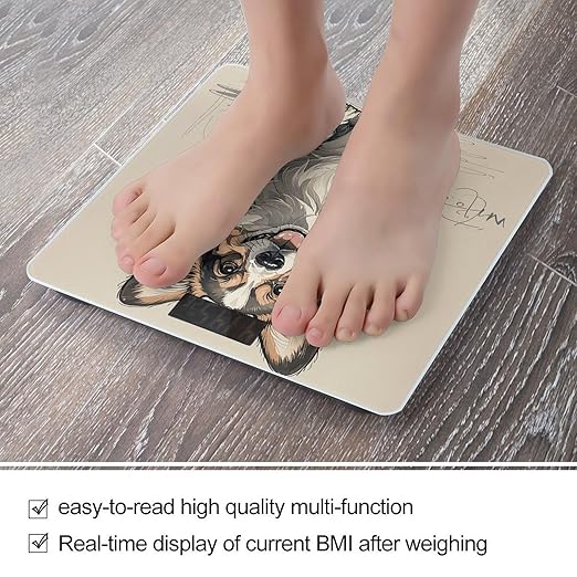 Báscula digital de baño con diseño de corgi, vidrio templado miniatura 5