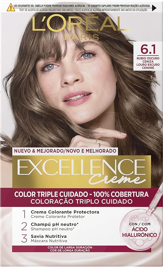 L´ORÉAL PARIS Excellence Creme Tinte Permanente - Tono 6.1 Rubio Oscuro Ceniza