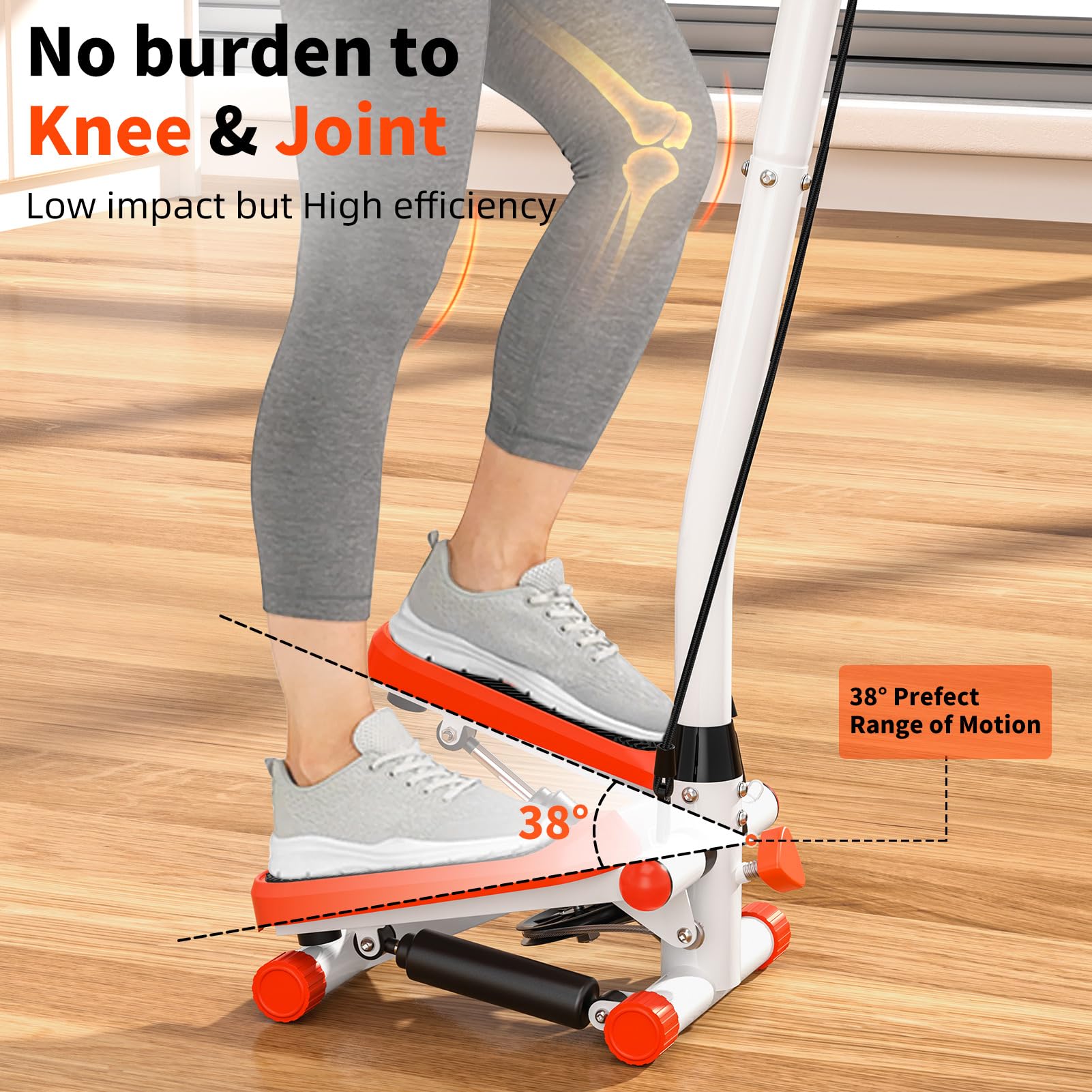 Step regolabile Twist Stepper, macchina per esercizi con fasce di resistenza per allenamento a casa, saliscale per gambe e braccia per tutto il corpo, per allenamento cardio rosso e nero