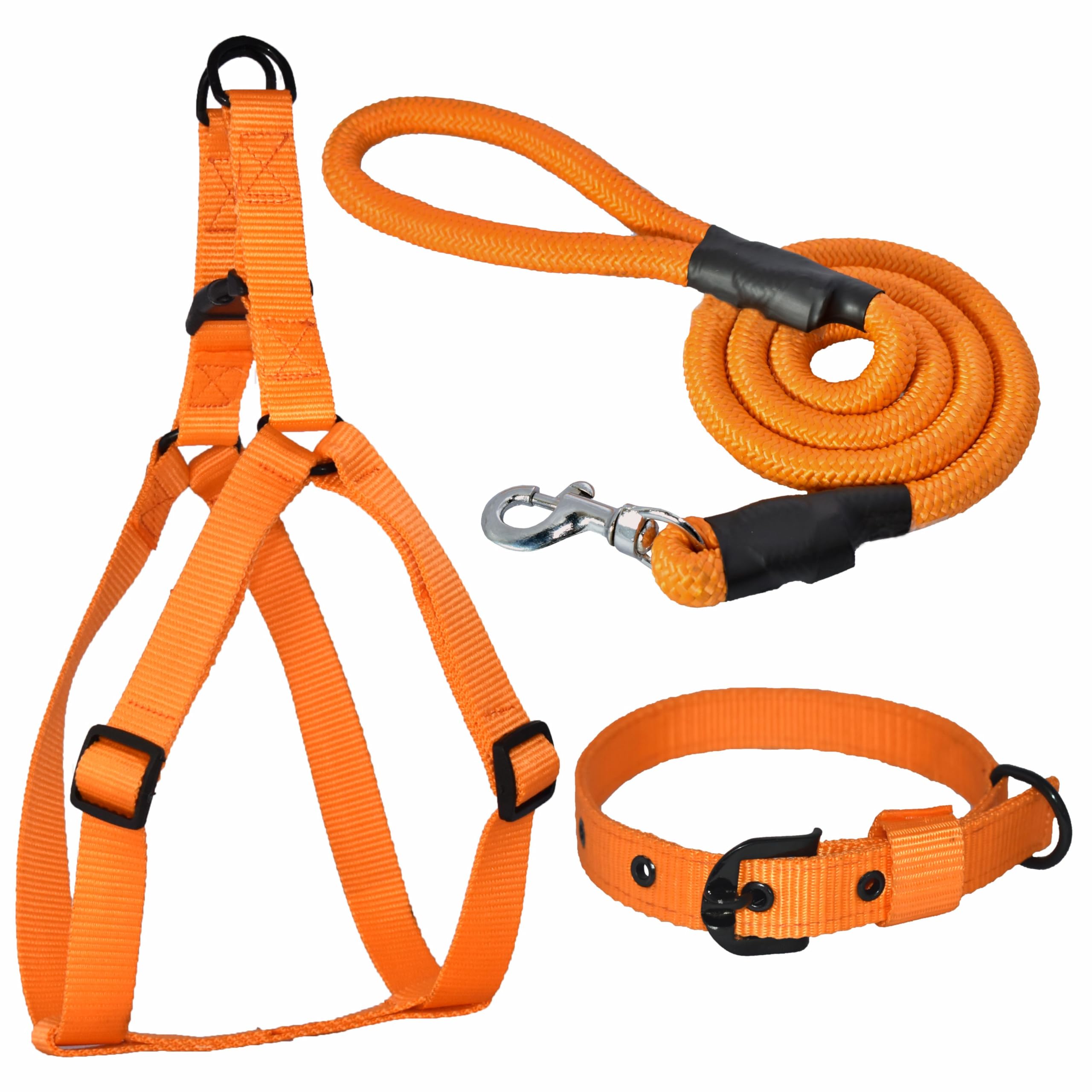 Petrends Dog Harness Combo I Adjustable No-Pull and Soft Nylon Harness Collar and Rope Leash (Medium, Orange) (B0CV19XJS5) Amazon Price History, Amazon Price Tracker