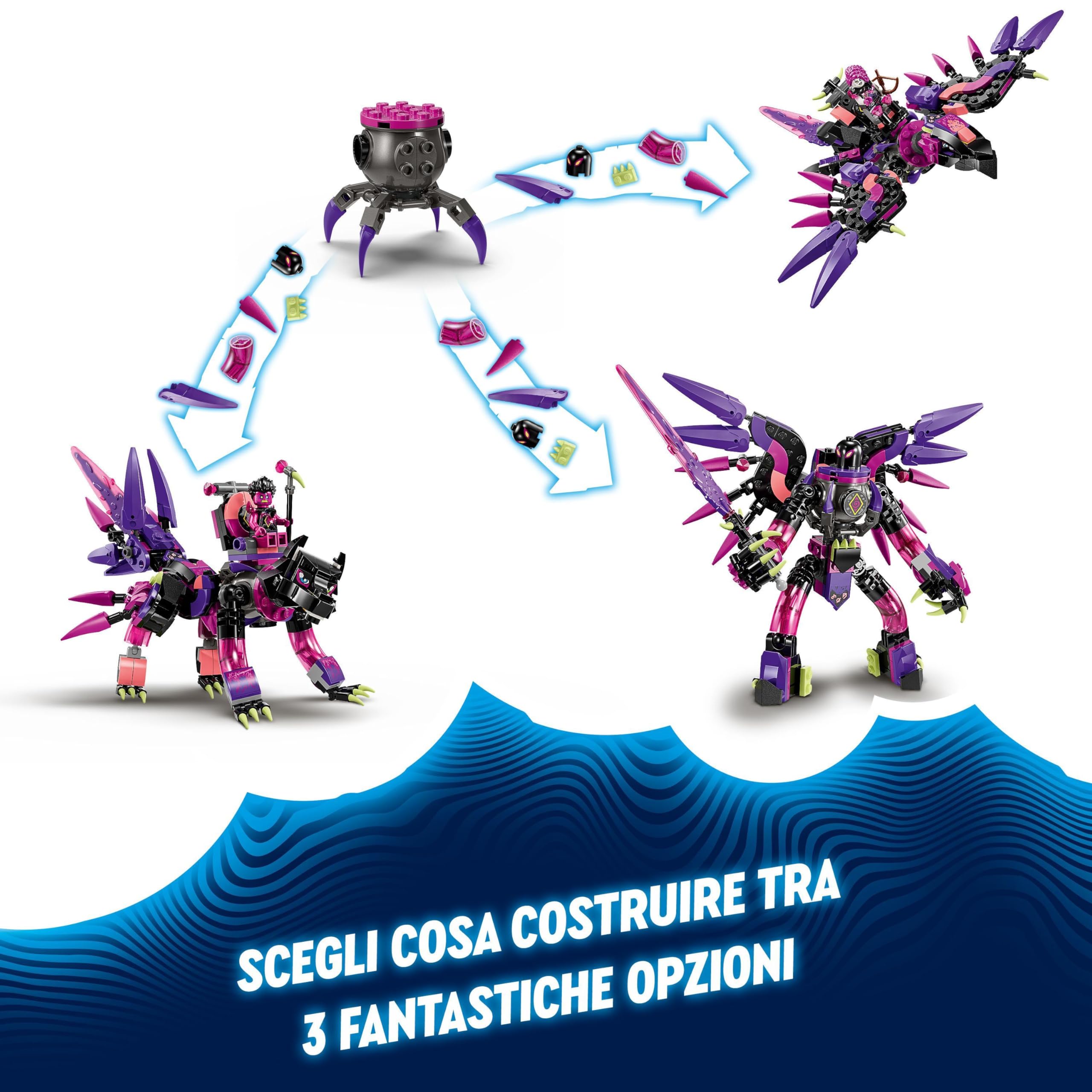 LEGO DREAMZzz 3 in 1 Le Creature da Incubo della Mai-Strega, Set con Minifigure e Animali Giocattolo da Costruire come Lupo e Corvo, Giochi Creativi per Bambine e Bambini da 9 Anni, Idea Regalo 71483