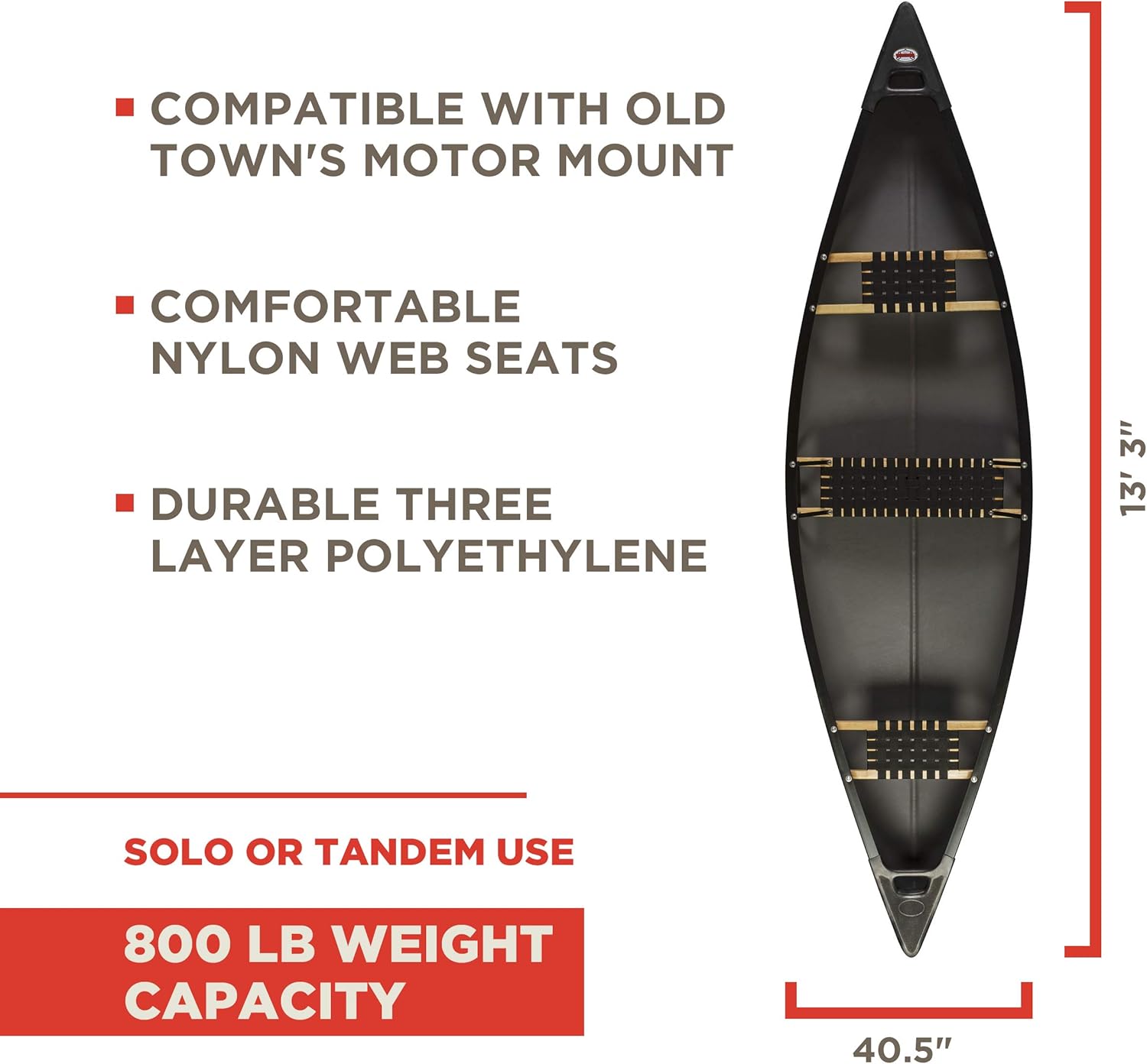 Old Town Discovery 133 Recreational Canoe, 3 Person, 13 ft 3 in