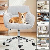 Vista 6 de Sillas de escritorio de oficina en casa, silla giratoria para computadora con ruedas, silla de tocador de escritorio de respaldo medio, silla