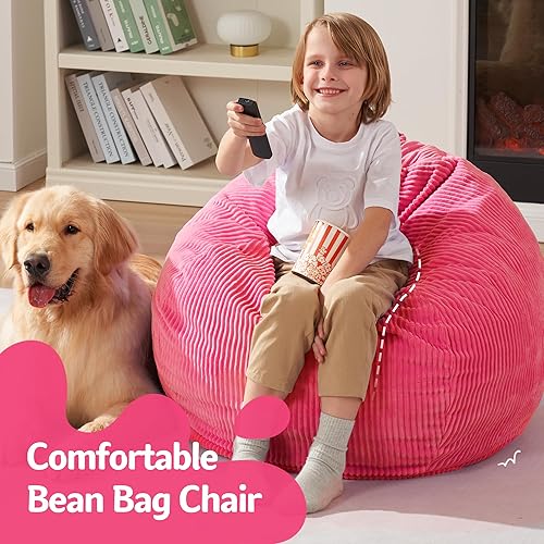 Miniatura 51 de Homguava Puf de 3.5 pies: puf de lágrima con relleno de espuma viscoelástica, sillas compactas de puf, sofá suave con funda de pana (gris)