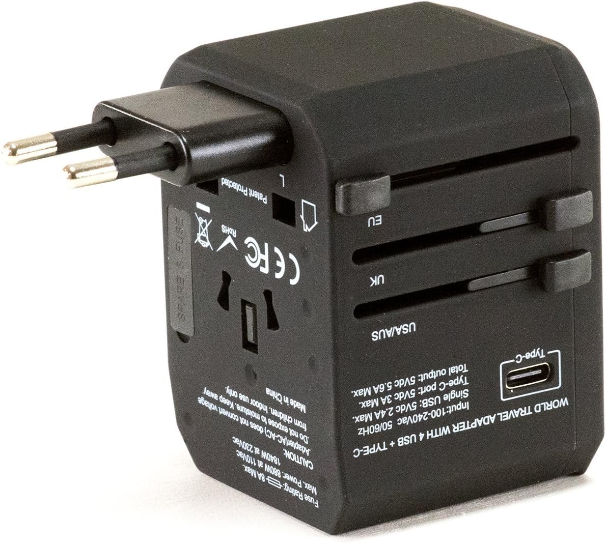 Black Friday - 70% OFF Pac2Go Universal Travel Adapter with Quad USB + USB-C Charger - All-in-One Surge/Spike Protected Electrical Plug with Fast Charging USB Ports, International Power Socket works in 192 Countries - 5XUSB
