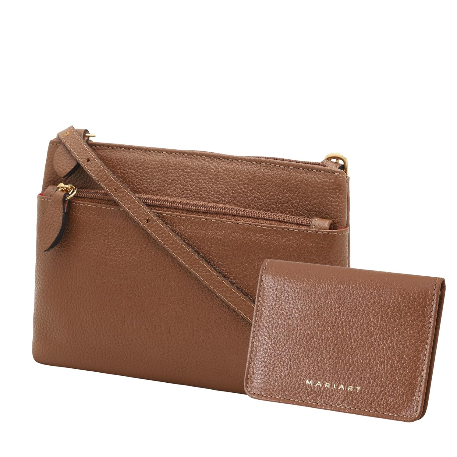 Mariart Ágata + 674 Kit de Bolsa e Carteira Feminina em Couro Bovino Legítimo