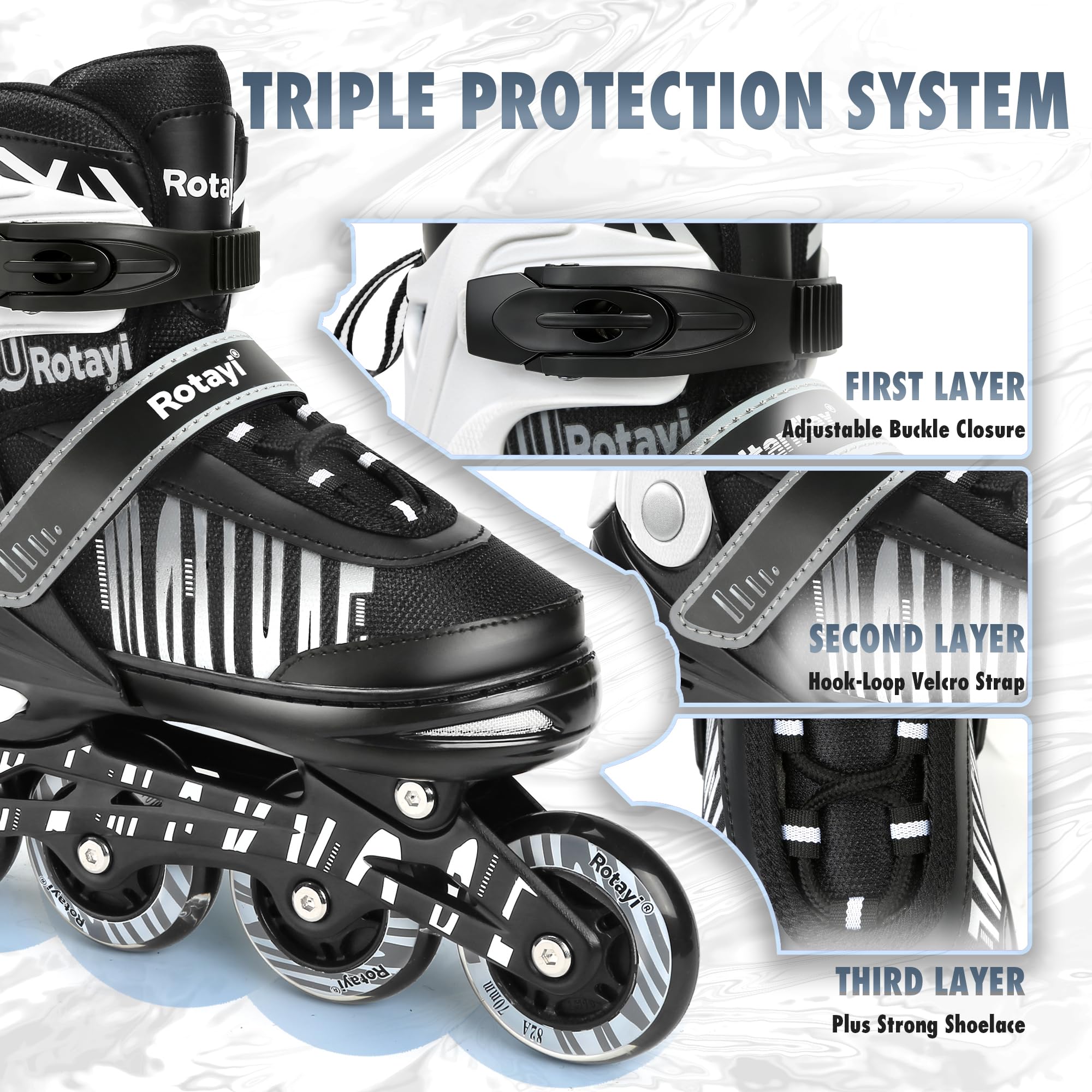 TaroKitc Inliner für Kinder Jugendliche und Damen/Herren, 4 Größen Verstellbare Inline Skates für Mädchen Jungen, Jugendliche Anfänger Inline Rollschuhe in den Größen 30–45