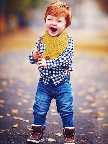 Miniatura 4 de SATINIOR 4 piezas de bufanda de punto para niños, bufanda de invierno de color sólido para niño y niña