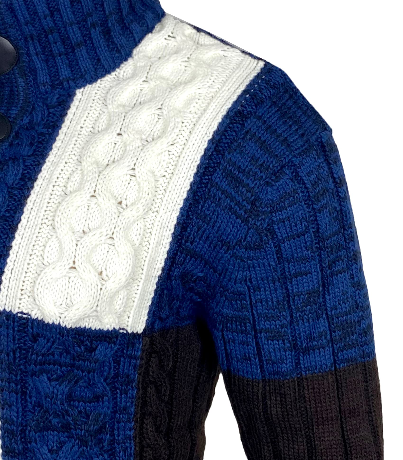 Jersey de punto grueso para hombre, cuello alto, chaqueta de invierno, diseño moteado, suéter B-51112, azul