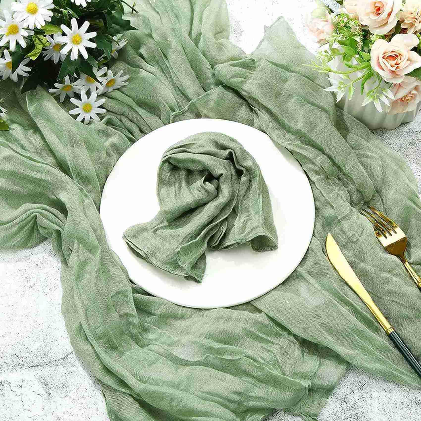 Servilletas de Servilletas de Cena Arrugadas Servilletas de Mesa Servilletas Decorativas de Tela (Verde, 72 Paquetes)