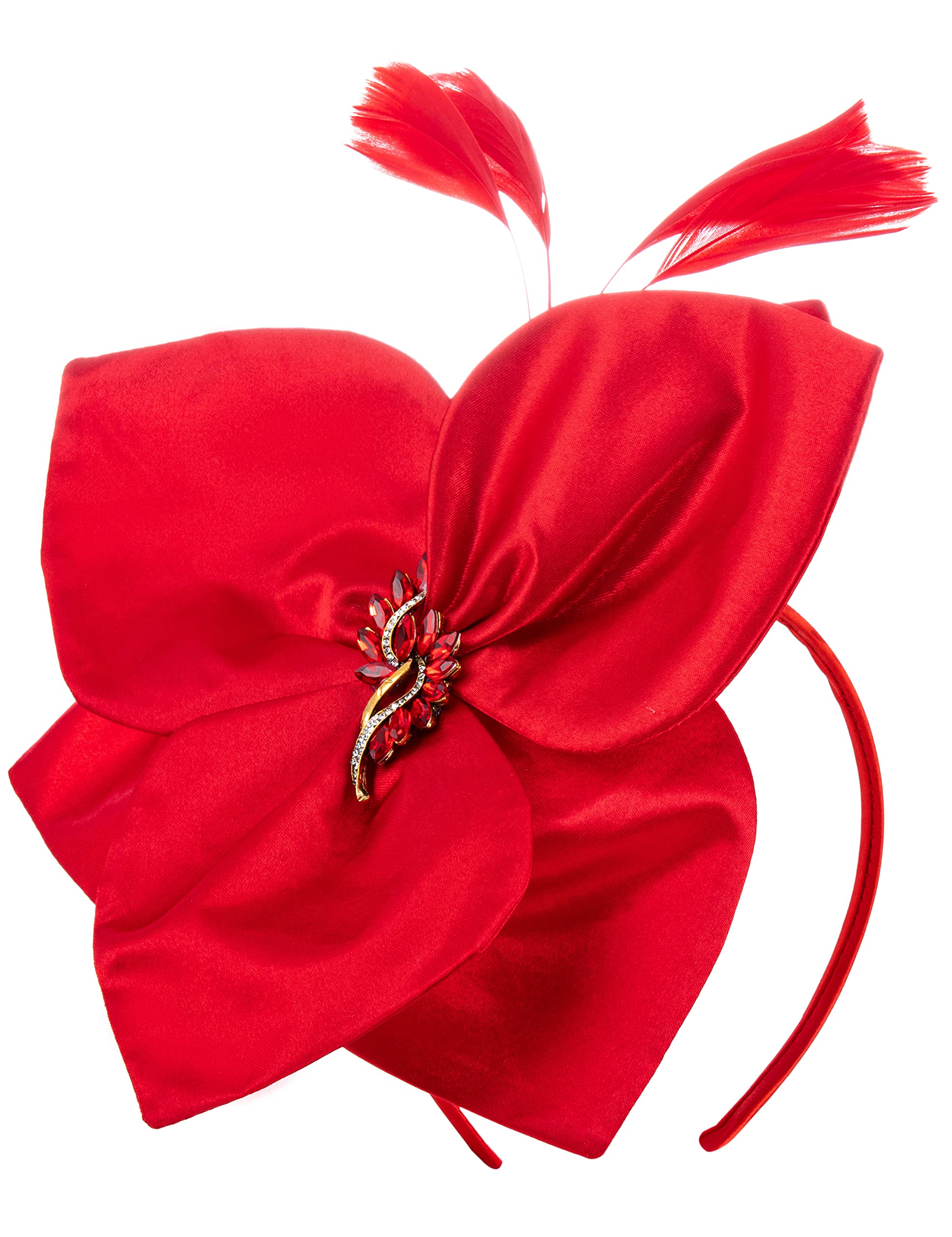Gorgeous Large Side Loop Red Headband Fascinator Kentucky Derby Tea … Red & Black Fascinator: Kentucky Derby Hat, Tea Party  main image 2