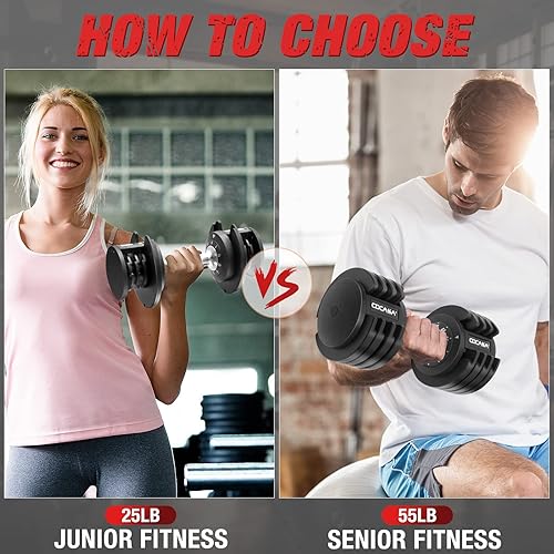 Miniatura 7 de Juego de mancuernas ajustables, juego de mancuernas de 25 libras55 libras con mango de metal antideslizante, pesas de ajuste rápido girando el mango