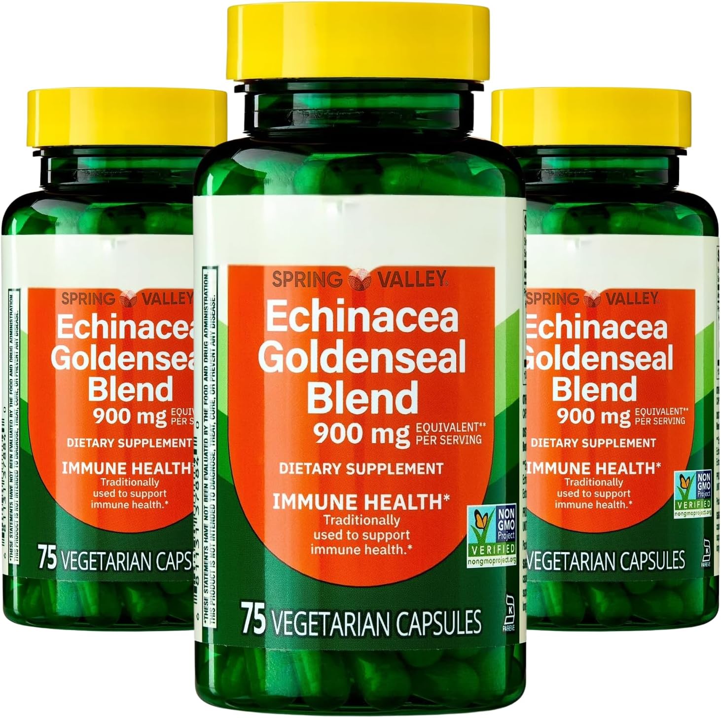 Echinacea Goldenseal Blend Dietary Supplement, 900 mg, 75 Vegetarian Capsules - Pack of 03
